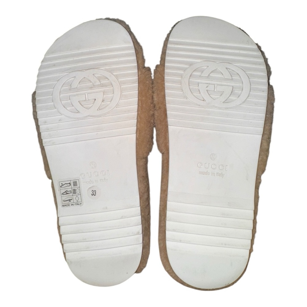 ❌ SOLD ❌ GUCCI Interlocking GG Logo Shearling Slides - Picture 6 of 8
